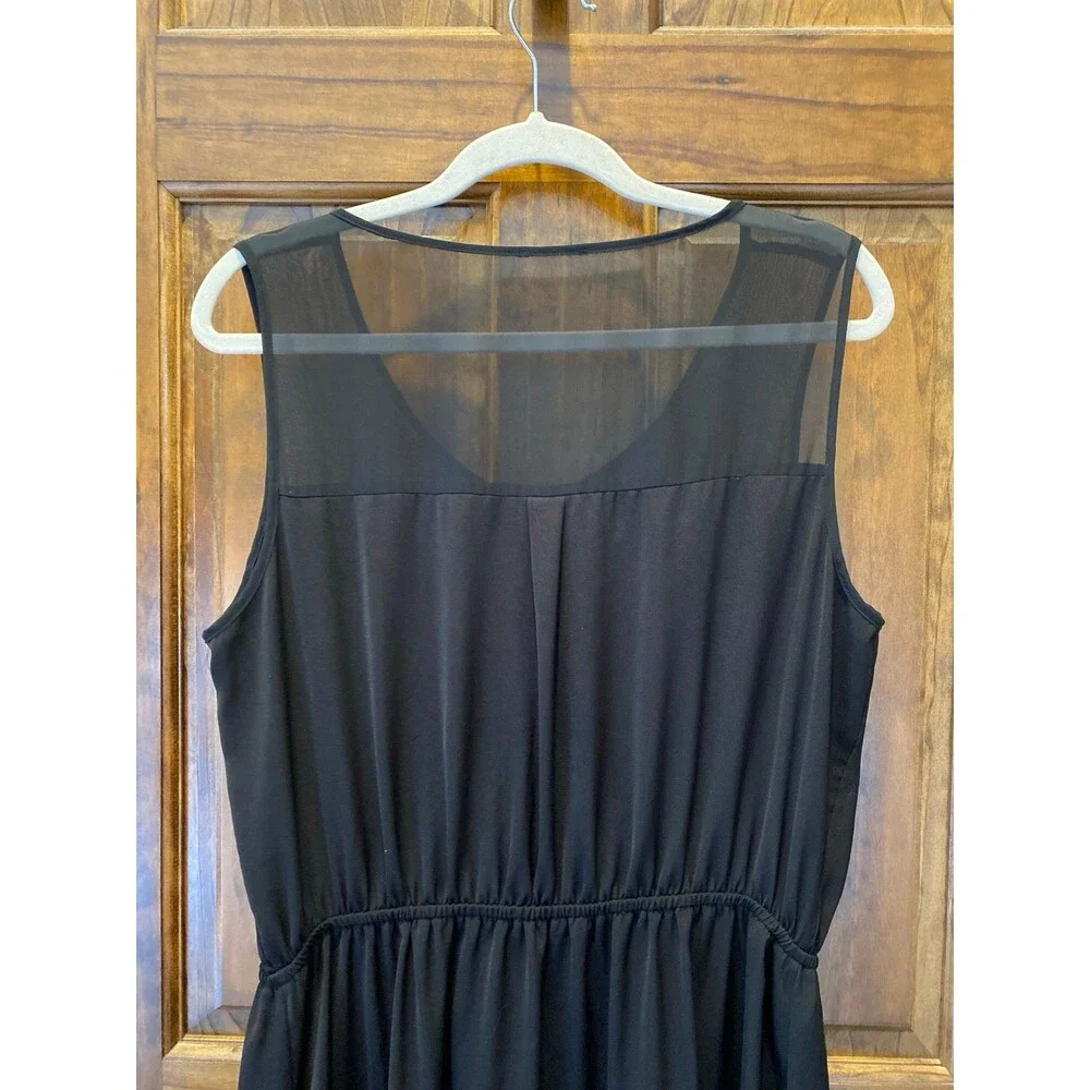Swimsuit‎ Coverup Dress Plus Size 1X Black Sheer Button Front Elastic Waist